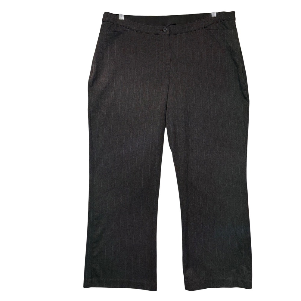 Lane Bryant Womens 22 Average Pinstripe Dress Pants Dark Gray Straight Leg Work